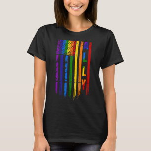Ally Lgbt Lgbtq Rainbow Pride American Flag 4th Of T-Shirt