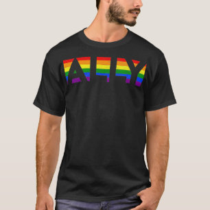 ALLY LGBTQ Rainbow Pride Flag Lesbian Gay Vintage  T-Shirt