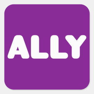 Ally LGBTQ Straight Ally Spirit Day White & Purple Square Sticker