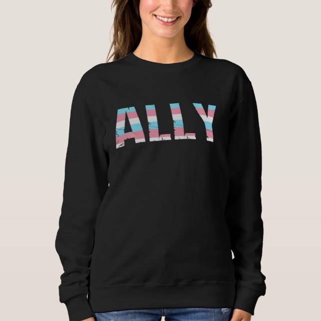 Ally Lgbtq  Trans Pride Support Transgender Flag Sweatshirt (Front)