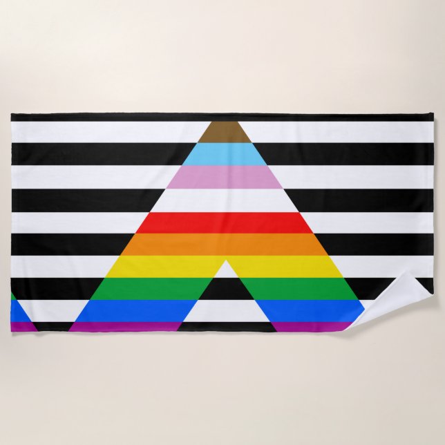 Ally Progress Pride Flag Beach Towel (Front)