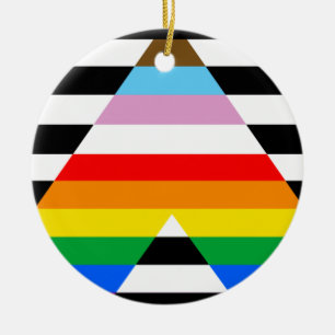 Ally Progress Pride Flag Ceramic Tree Decoration