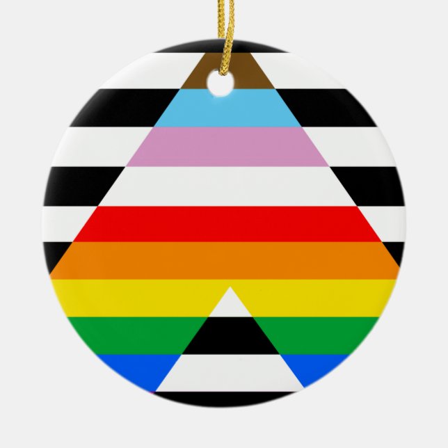 Ally Progress Pride Flag Ceramic Tree Decoration (Front)