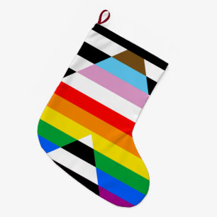 Ally Progress Pride Flag Large Christmas Stocking