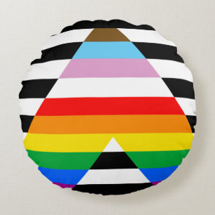 Ally Progress Pride Flag Round Cushion