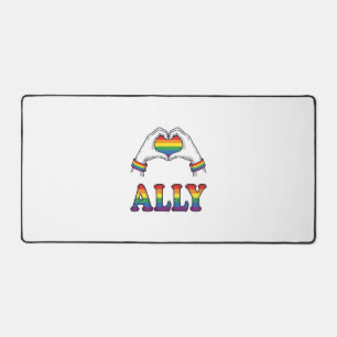 Ally Rainbow Hands Heart Vintage Pride Shirt Desig Desk Mat