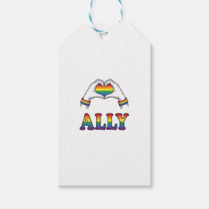 Ally Rainbow Hands Heart Vintage Pride Shirt Desig Gift Tags