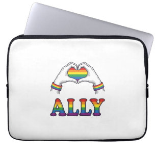 Ally Rainbow Hands Heart Vintage Pride Shirt Desig Laptop Sleeve