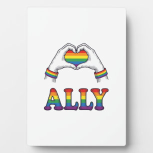 Ally Rainbow Hands Heart Vintage Pride Shirt Desig Plaque