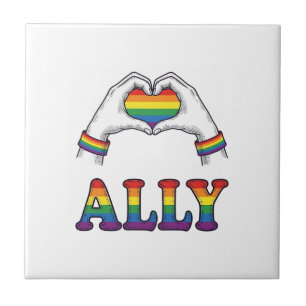 Ally Rainbow Hands Heart Vintage Pride Shirt Desig Tile