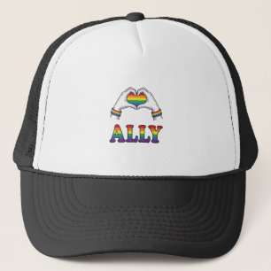 Ally Rainbow Hands Heart Vintage Pride Shirt Desig Trucker Hat
