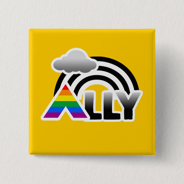 ALLY RAINBOW -.png 15 Cm Square Badge (Front)