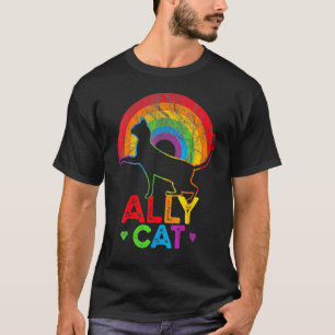 Allycat LGBT Cat With Ally Pride Rainbow T-Shirt