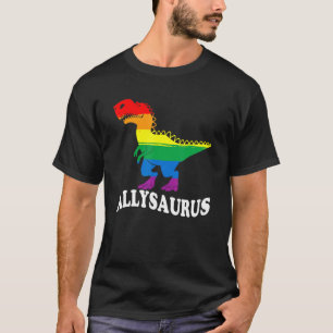 Allysaurus Dinosaur In Rainbow Flag For Ally Lgbt T-Shirt