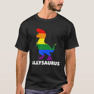 Allysaurus Dinosaur In Rainbow Flag For Ally LGBT T-Shirt