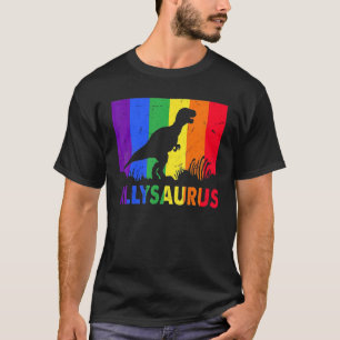 Allysaurus Lgbt Dinosaur In Rainbow Flag For Ally  T-Shirt