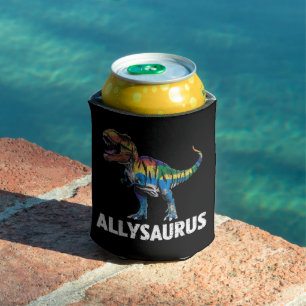 Allysaurus LGBT Dinosaur Rainbow Flag Ally LGBT  Can Cooler