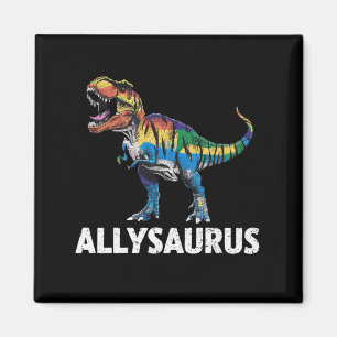 Allysaurus LGBT Dinosaur Rainbow Flag Ally LGBT Magnet