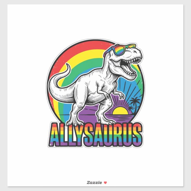 Allysaurus Rainbow Dinosaur Vintage T-Shirt Design (Sheet)