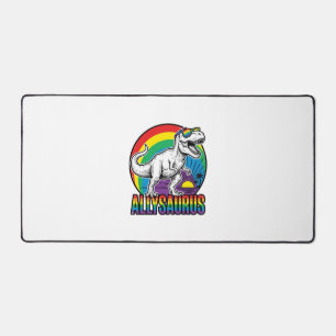 Allysaurus Rainbow Dinosaur Vintage T-Shirt Design Desk Mat