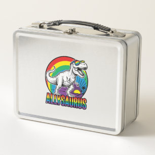Allysaurus Rainbow Dinosaur Vintage T-Shirt Design Metal Lunch Box