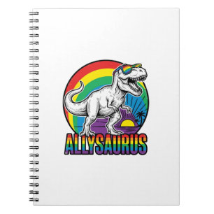 Allysaurus Rainbow Dinosaur Vintage T-Shirt Design Notebook