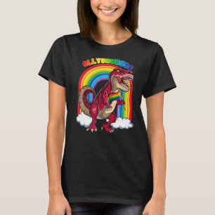 Allysaurus Rex Dinosaur Rainbows LGBT Gay Pride Fl T-Shirt