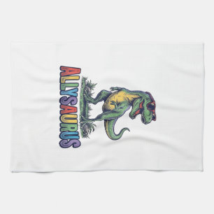 Allysaurus Vintage Dinosaur Sunglasses Shirt Desig Tea Towel