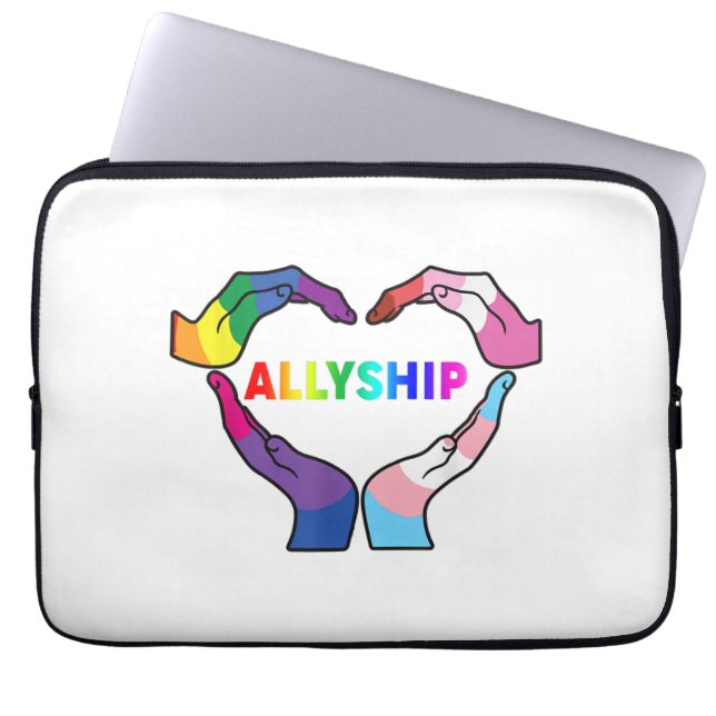 Allyship Heart LGBT Support Protect Kids Rainbow F Laptop Sleeve (Front)