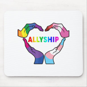 Allyship Heart LGBT Support Protect Kids Rainbow F Mouse Mat