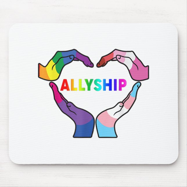 Allyship Heart LGBT Support Protect Kids Rainbow F Mouse Mat (Front)