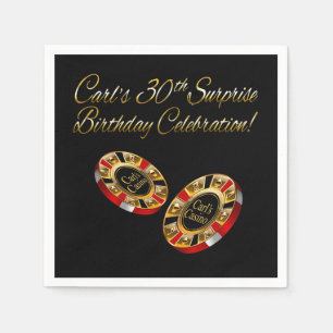 ALLYSON Casino Style Party ASK ME 4 NAMES IN CHIPS Napkin