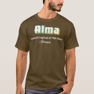 Alma Arkansas Yellow Text T-Shirt