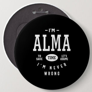 Alma Personalised Name Birthday 6 Cm Round Badge