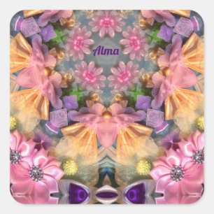 ALMA ~ Shades Yellow, Purple, Pink, Blue    Square Sticker