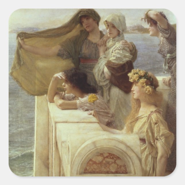 Alma-Tadema | At Aphrodite's Cradle, 1908 Square Sticker (Front)