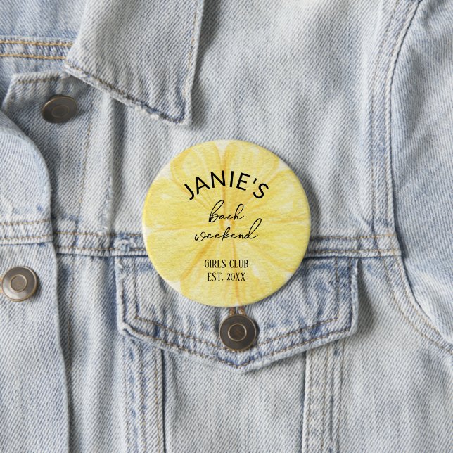 Almafi Lemon Bachelorette Party | Bridal Pin/ 7.5 Cm Round Badge (In Situ)