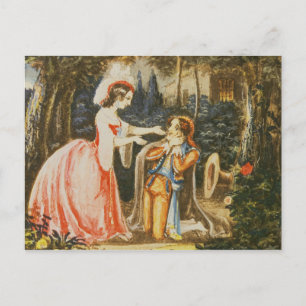 Almaviva kneels before his wife in contrition postcard
