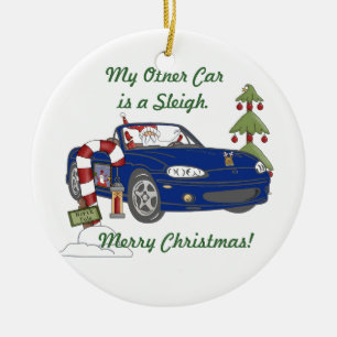 ALMC-Santa's Sleigh-Blue Ceramic Tree Decoration