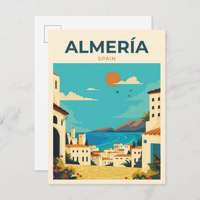 Almeria Spain Vintage Illustration Travel Postcard (Front/Back)