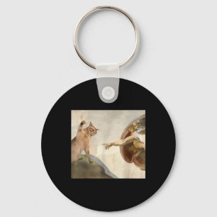 Almighty Slap Funny Cat God Creation Of Adam Meme  Key Ring