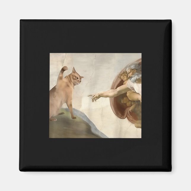 Almighty Slap Funny Cat God Creation Of Adam Meme  Magnet (Front)