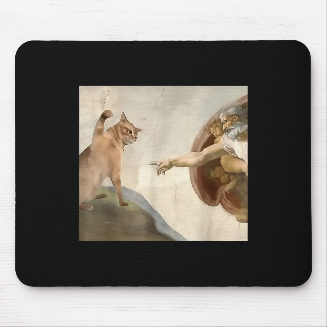 Almighty Slap Funny Cat God Creation Of Adam Meme  Mouse Mat (Front)