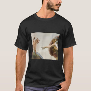 Almighty Slap Funny Cat God Creation Of Adam Meme  T-Shirt