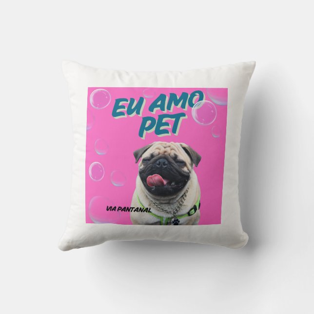 Almofada 40.6 cm x 40.6 cm Via Pantanal Pet Rosa Cushion (Back)