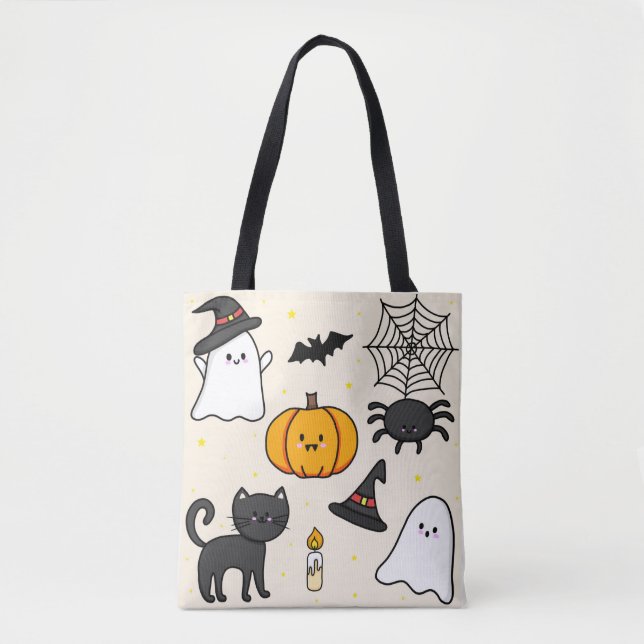 Almofada fofa com desenho Happy Halloween Tote Bag (Front)