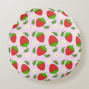 Almofada fofa continuous design strawberries botto round cushion
