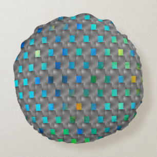 Almofada, gray plates on blue globe sky? round cushion