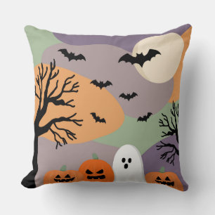 Almofada noite de halloween abóboras e fantasmas cushion