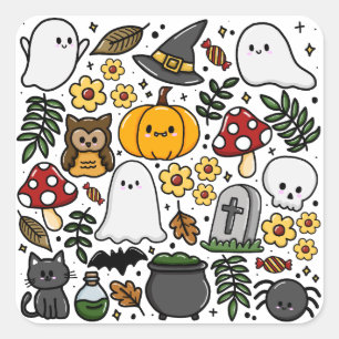 Almofada with cute Halloween stamped Square Sticker